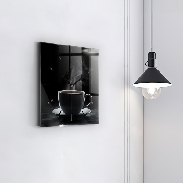 Square wall clock A cup of black coffee