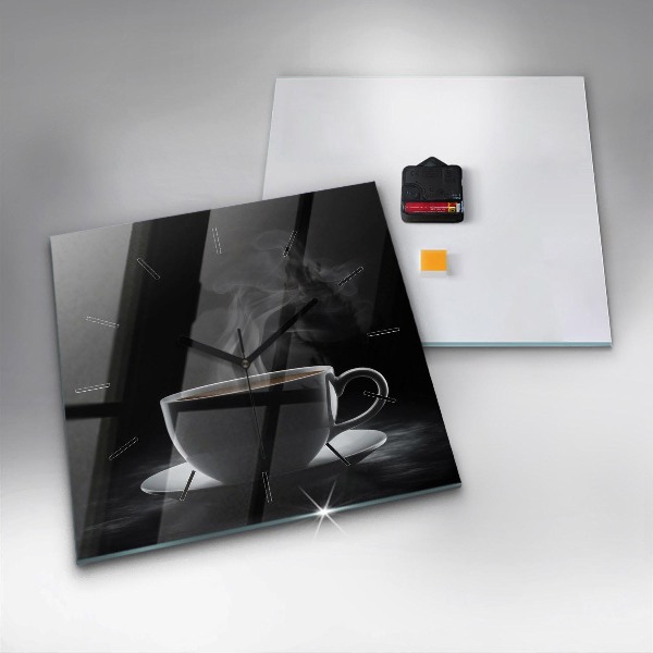 Square wall clock A cup of black coffee