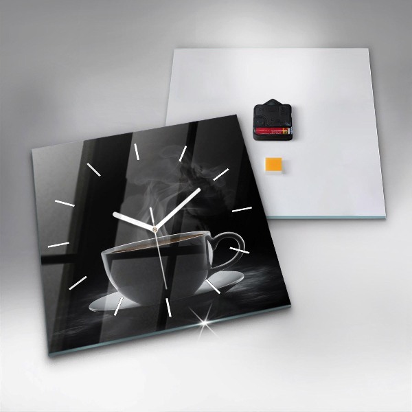 Square wall clock A cup of black coffee