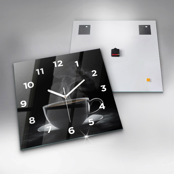 Square wall clock A cup of black coffee