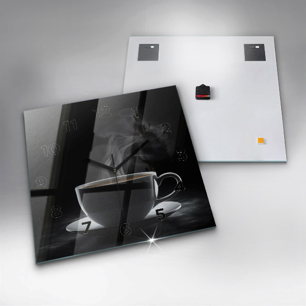 Square wall clock A cup of black coffee