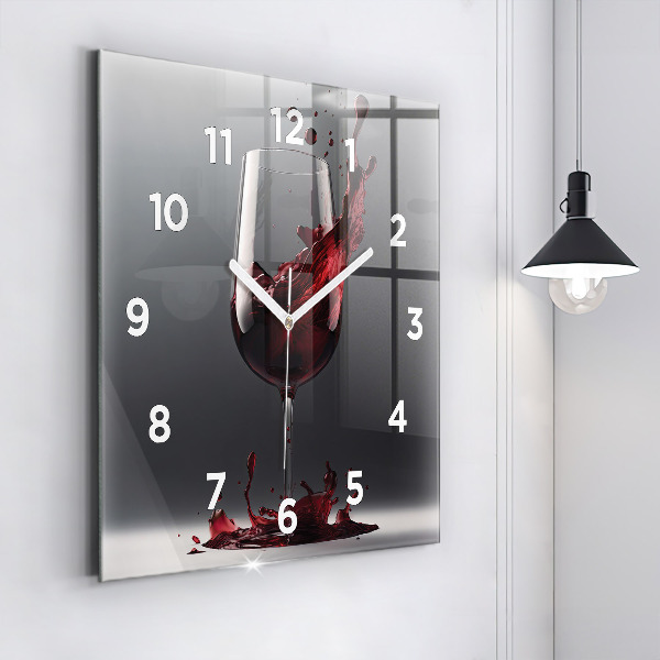Square wall clock A glass of red wine