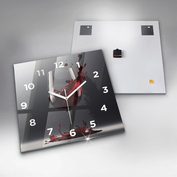 Square wall clock A glass of red wine