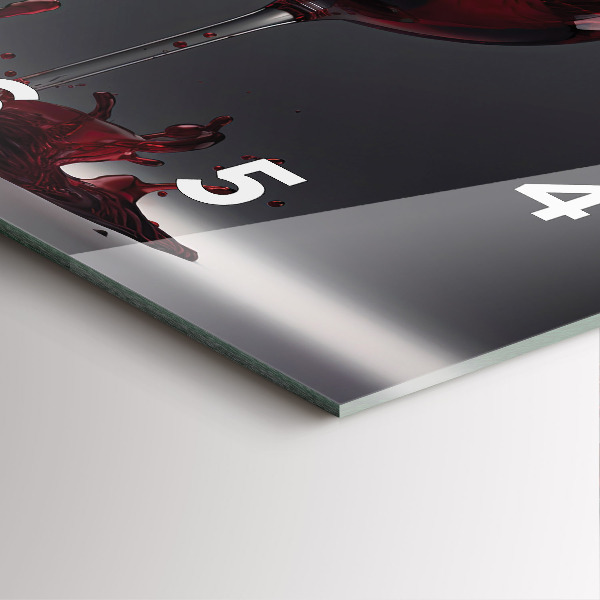 Square wall clock A glass of red wine