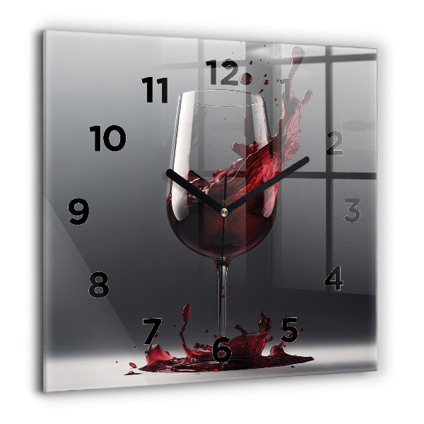 Square wall clock A glass of red wine