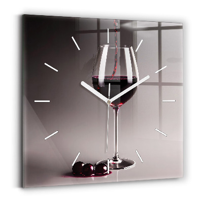 Square wall clock A glass of red wine