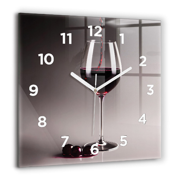 Square wall clock A glass of red wine