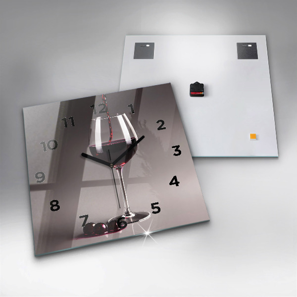 Square wall clock A glass of red wine