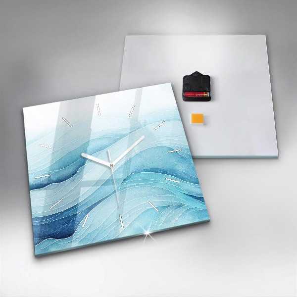 Square wall clock Blue clouds