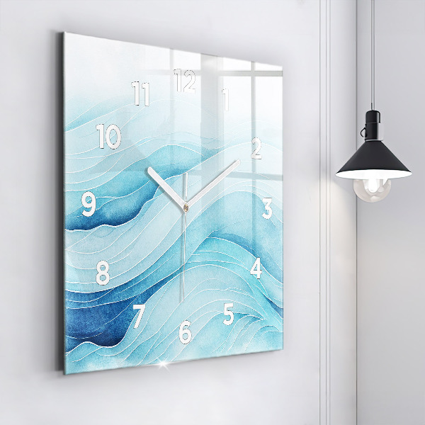 Square wall clock Blue clouds