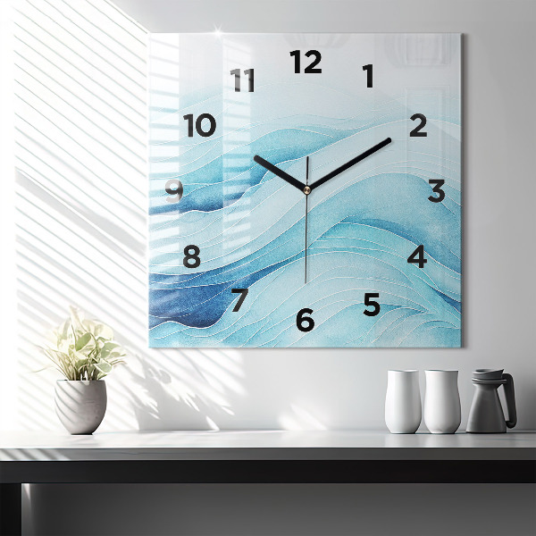 Square wall clock Blue clouds