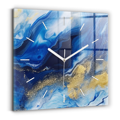 Square wall clock Blue marble