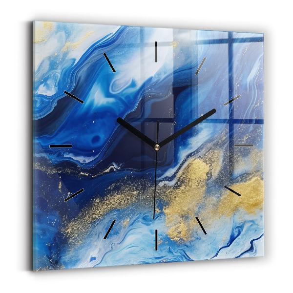 Square wall clock Blue marble