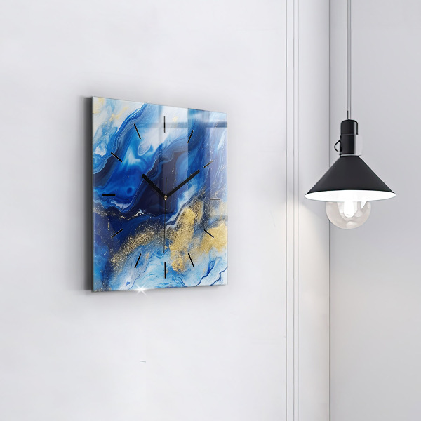 Square wall clock Blue marble