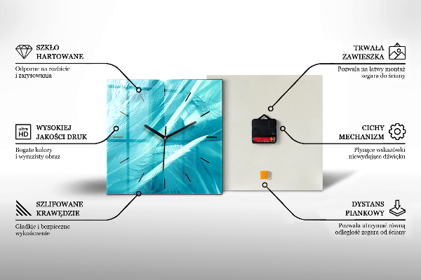 Square wall clock Blue marble