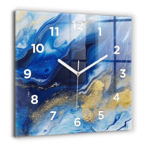 Square wall clock Blue marble