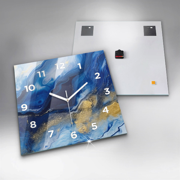 Square wall clock Blue marble