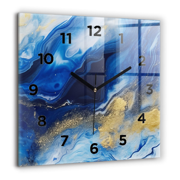 Square wall clock Blue marble