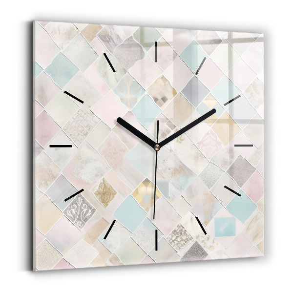 Square wall clock Colored tiles