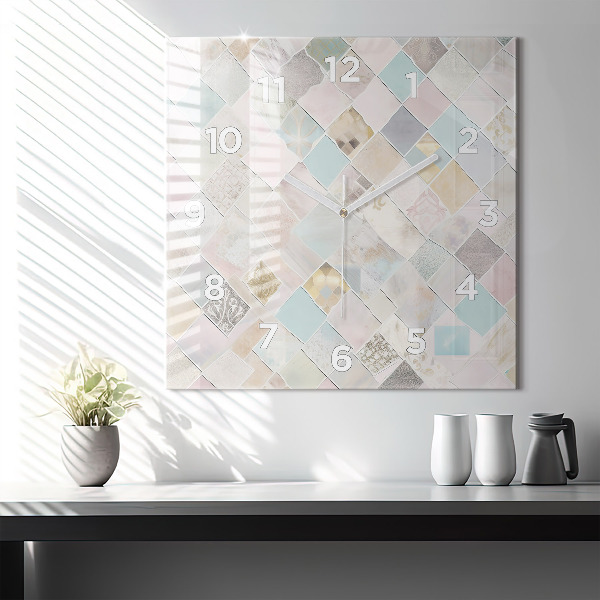 Square wall clock Colored tiles