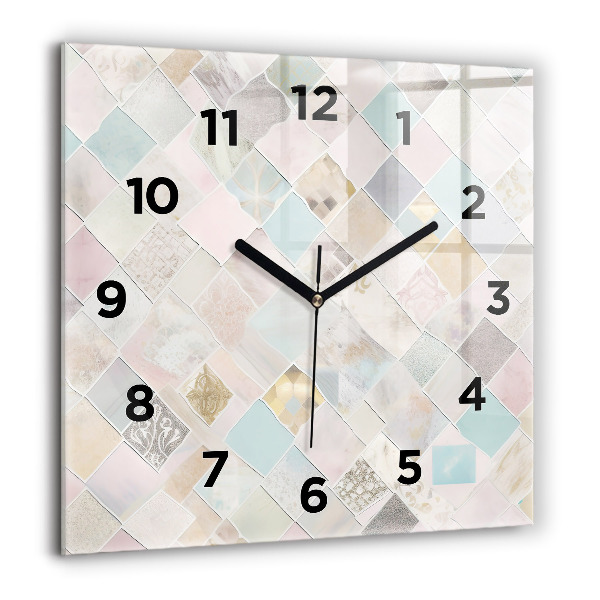 Square wall clock Colored tiles