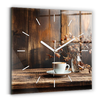 Square wall clock A cup of coffee