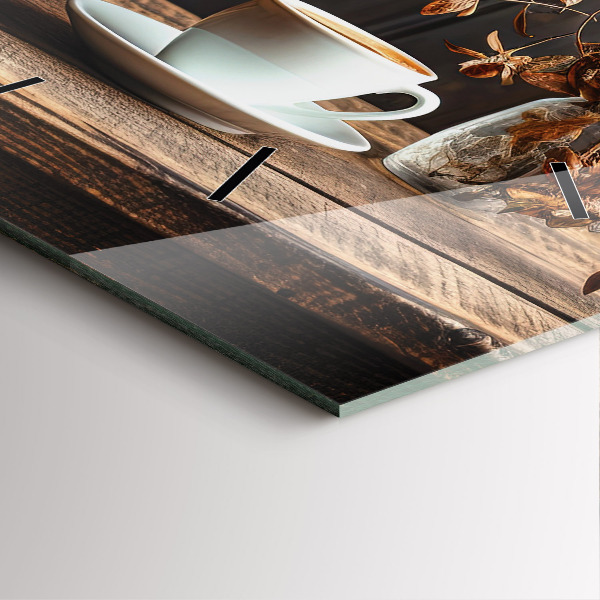 Square wall clock A cup of coffee