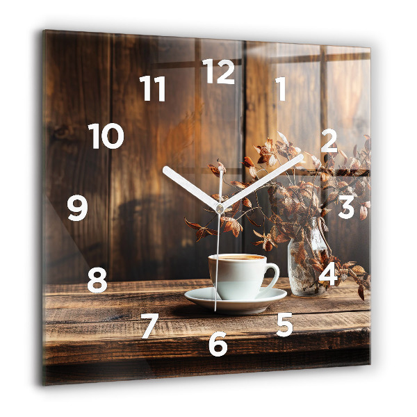 Square wall clock A cup of coffee