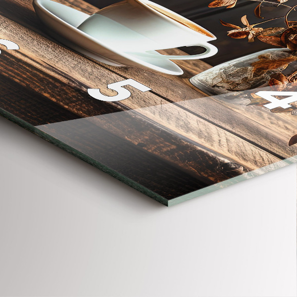 Square wall clock A cup of coffee