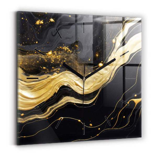 Square wall clock Gold marble