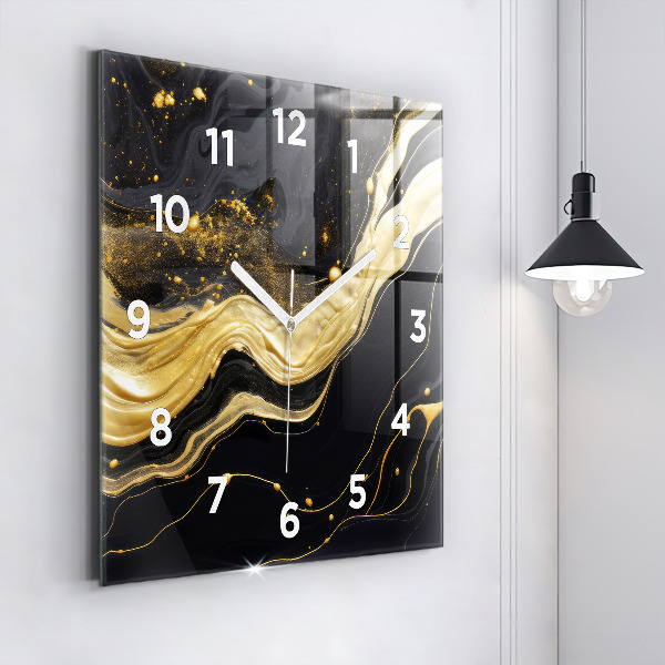 Square wall clock Gold marble