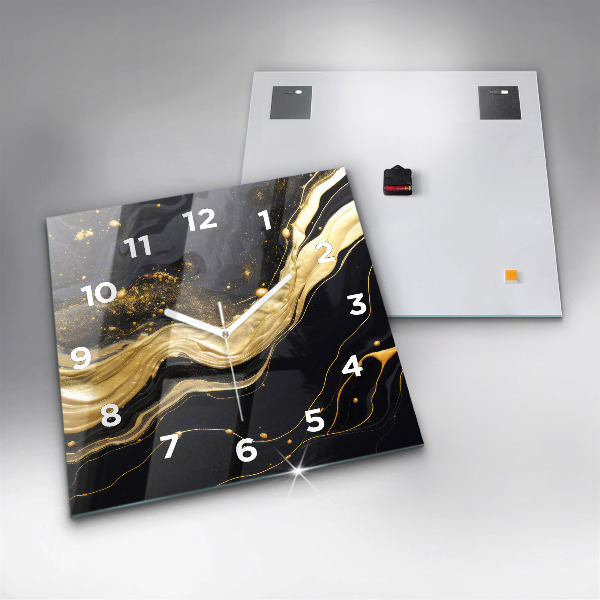 Square wall clock Gold marble