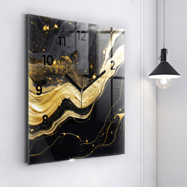 Square wall clock Gold marble