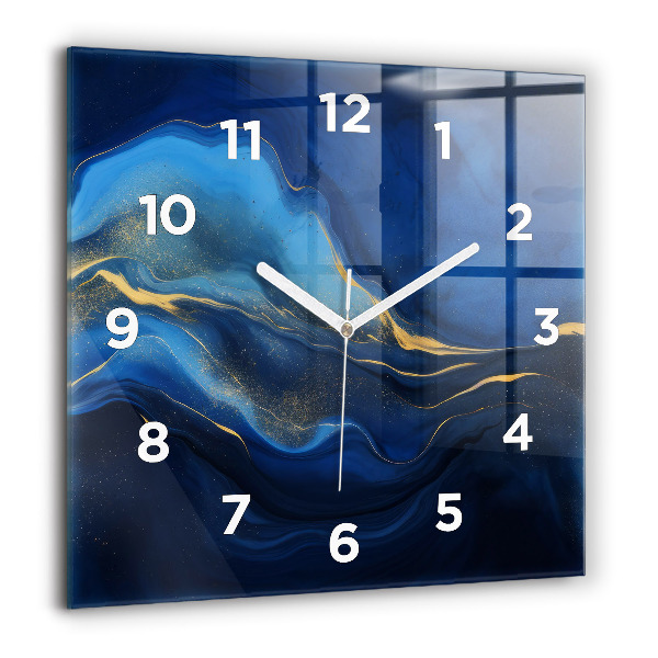Square wall clock Blue marble