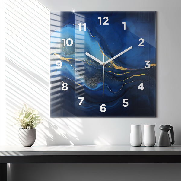 Square wall clock Blue marble