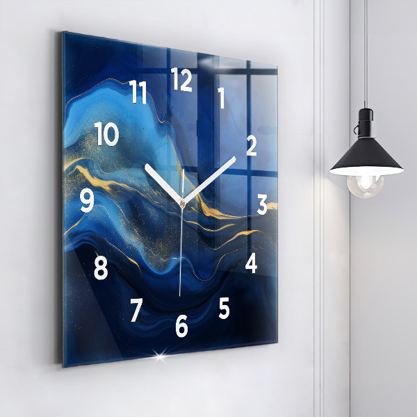 Square wall clock Blue marble