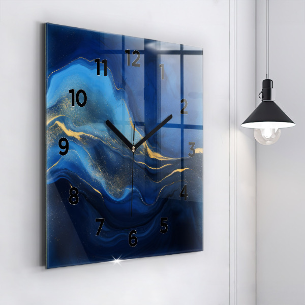 Square wall clock Blue marble
