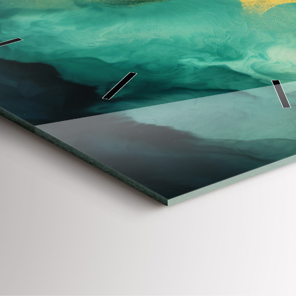 Square wall clock Green marble