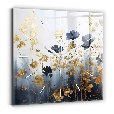 Square wall clock Abstract flowers