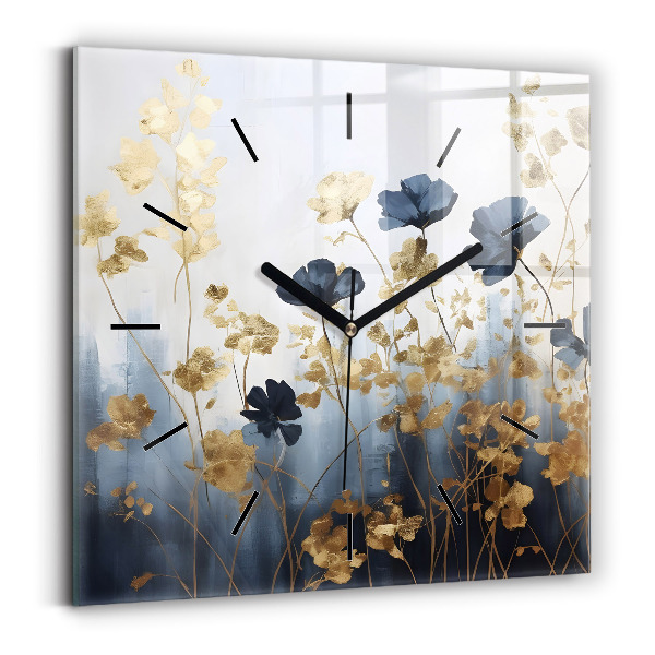 Square wall clock Abstract flowers