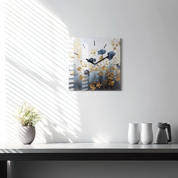 Square wall clock Abstract flowers