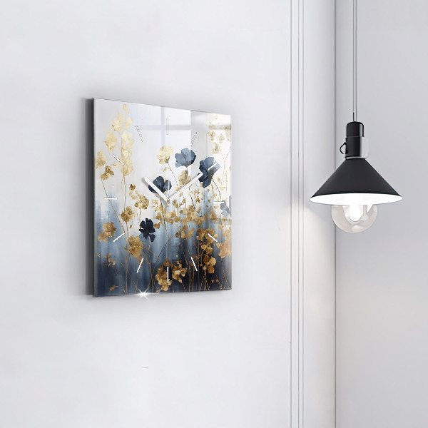 Square wall clock Abstract flowers