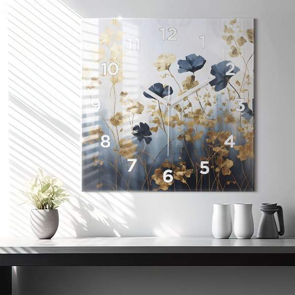 Square wall clock Abstract flowers