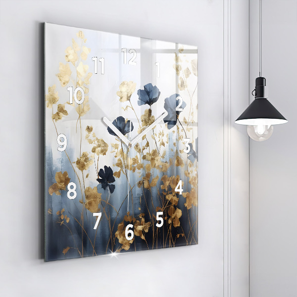 Square wall clock Abstract flowers