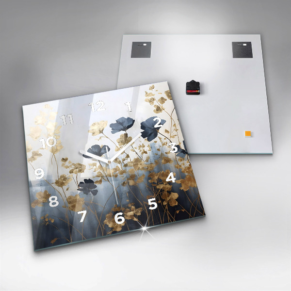 Square wall clock Abstract flowers