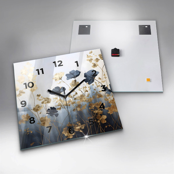 Square wall clock Abstract flowers