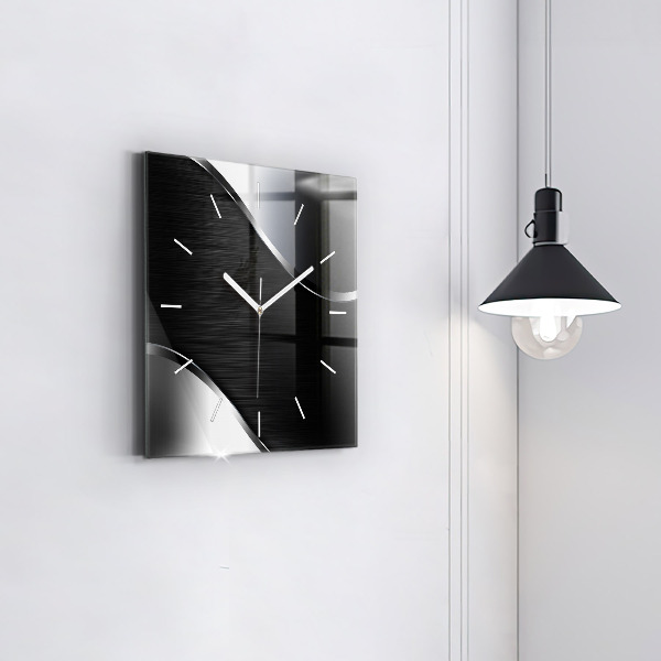 Square wall clock Black and silver lines
