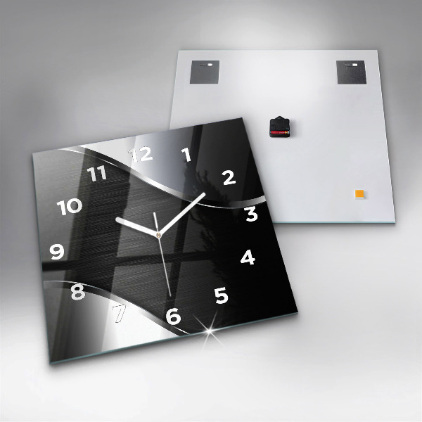 Square wall clock Black and silver lines