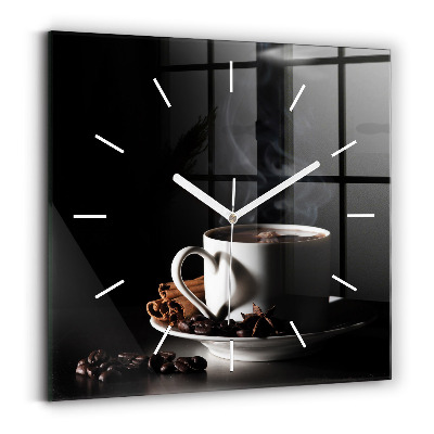 Square wall clock A cup of coffee