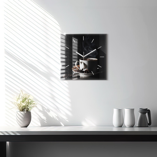 Square wall clock A cup of coffee
